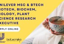 Unilever MSc & BTech Biotech, Biochem, Biology, Plant Science Research Executive Unilever Research Executive Job
