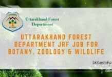 Uttarakhand Forest Department JRF Job For Botany, Zoology & Wildlife Uttarakhand Forest Department JRF