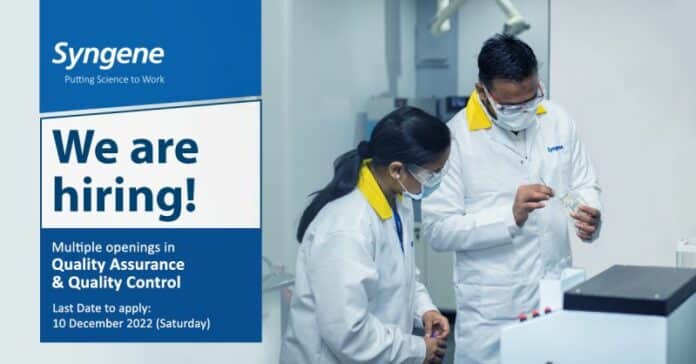 Syngene International Vacancies 2022 - Quality Job Openings