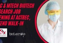 MSc & MTech Biotech Research Job Opening at ACTREC, Attend Walk-In ACTREC Research Job Biotech New