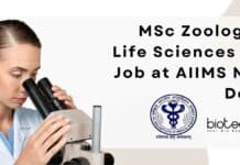 MSc Zoology & Life Sciences JRF Job at AIIMS New Delhi AIIMS Zoology JRF Job