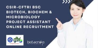 CFTRI BSc Project Vacancy