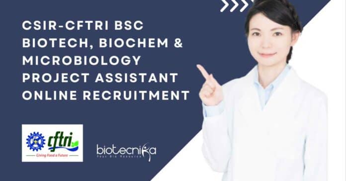 CFTRI BSc Project Vacancy