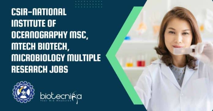 CSIR-NIO Research Jobs For MSc