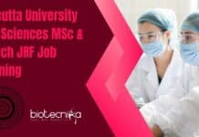 Calcutta University Life Sciences MSc & MTech JRF Job Opening Calcutta University MTech Job