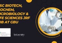 MSc Biotech, Biochem, Microbiology & Life Sciences JRF Job at GBU GBU Research Post 2022