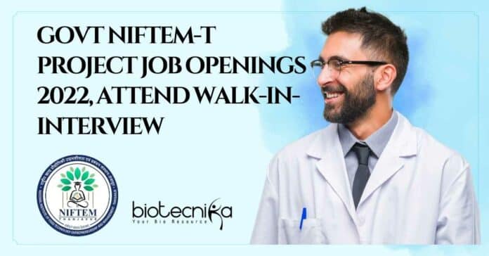 Govt NIFTEM-T Project Job