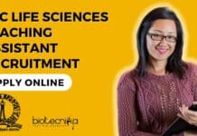 IISc Life Sciences Teaching Assistant Recruitment, Apply Online IISc Life Sciences Teaching