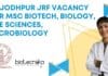 IIT Jodhpur JRF Vacancy For MSc Biotech, Biology, Life Sciences, Microbiology IIT Jodhpur JRF Vacancy