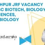 IIT Jodhpur JRF Vacancy For MSc Biotech, Biology, Life Sciences, Microbiology IIT Jodhpur JRF Vacancy
