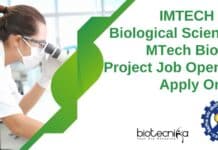 IMTECH MSc Biological Sciences, MTech Biotech Project Job Opening, Apply Online IMTECH MSc Biological Sciences