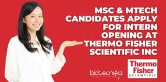 Intern Job at Thermo Fisher Scientific - MSc & MTech Apply