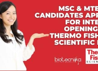 Intern Job at Thermo Fisher Scientific - MSc & MTech Apply