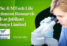 MSc & MTech Life Sciences Research Job at Jubilant Biosys Limited Jubilant Biosys Research Vacancy