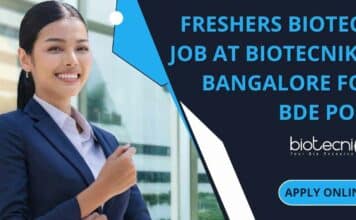 Freshers BDE Job Biotecnika Jan 2023