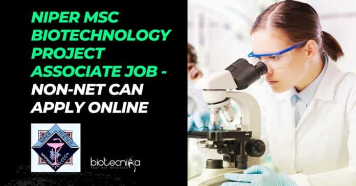 NIPER MSc Biotechnology Project Associate