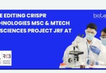 Gene Editing CRISPR Technologies MSc & MTech Life Sciences Project JRF RCB Project JRF Post New