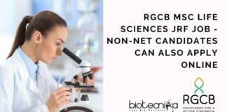 RGCB MSc Life Sciences JRF New