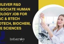 Unilever R&D Associate Human Biology Job For MSc & BTech Biotech, Biochem, Life Sciences Unilever R&D Associate Human Biology
