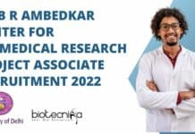 Dr B R Ambedkar Center for Biomedical Research Project Associate Recruitment 2022 ACBR PA Job Opening