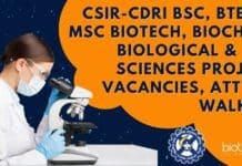 CSIR-CDRI BSc, BTech, MSc Biotech, Biochem, Biological & Life Sciences Project Vacancies, Attend Walk-In CDRI Project Vacancies 2022