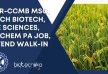 CSIR-CCMB MSc, BTech Biotech, Life Sciences, Biochem PA Job, Attend Walk-In CSIR-CCMB Biochem