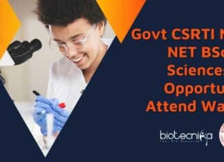 CSRTI BSc Job Opening