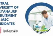 Central University of Haryana JRF Recruitment For MSc Candidates CUH JRF Post Latest