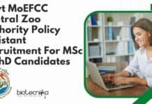 Govt MoEFCC Central Zoo Authority Policy Assistant Recruitment For MSc & PhD Candidates Central Zoo Authority Jobs