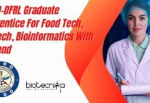 DRDO-DFRL Graduate Apprentice For Food Tech, Biotech, Bioinformatics With Stipend DRDO-DFRL Graduate Apprentice