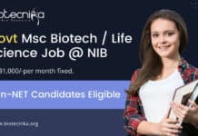 Govt Msc Biotech / Life Science Job @ NIB | Non-NET Candidates Eligible Govt Msc Biotech Job