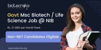 Govt Msc Biotech Job
