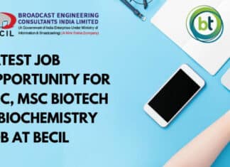 Msc Biotech Job BECIL