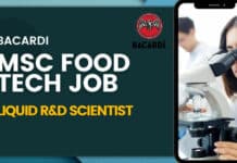 Bacardi Msc Food Technology R&D Scientist Job – Apply Online Msc Food Technology Job