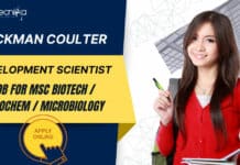 Beckman Coulter Development Scientist Job For Msc Biotech / Biochem / Microbiology Beckman Coulter Msc Biotech