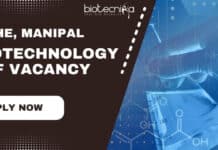 Biotechnology JRF Vacancy @ MAHE – Applications Invited Biotechnology JRF Vacancy