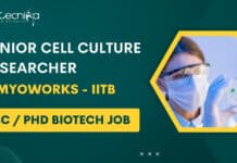 Junior Cell Culture Researcher @ Myoworks – IITB – Msc / PhD Biotech Apply Online Msc Biotech Job at Myoworks