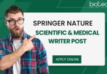 Scientific & Medical Writer Vacancy @ Springer Nature For MSc & PhD Springer Medical Writer