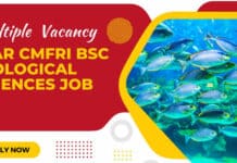 ICAR CMFRI Bsc Biological Sciences Multiple Job Vacancy – NCDC Sponsored Project ICAR CMFRI Multiple Job