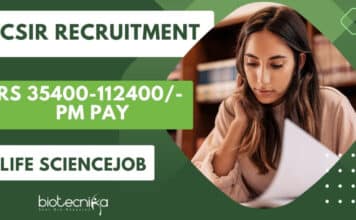 CSIR Life Science Recruitment – Technical Assistant Post – Rs 35400-112400/- pm Pay CSIR Life Science Recruitment
