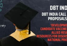 DBT India Call for Proposals On ‘Development of Candidate Vaccines & Allied Research’ DBT Research Proposal Call