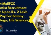 Govt MoEFCC Scientist Recruitment With Up to Rs. 2 Lakh pm Pay For Botany, Zoology, Life Sciences Govt MoEFCC Scientist Recruitment