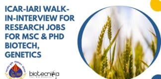 ICAR-IARI Walk-In-Interview For Research Jobs