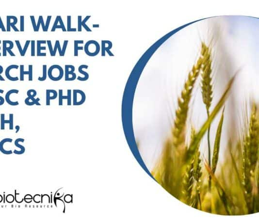 ICAR-IARI Walk-In-Interview For Research Jobs