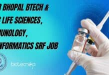 IISER Bhopal BTech & MSc Life Sciences, Immunology, Bioinformatics SRF Job IISER Bhopal Immunology SRF