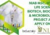 NIAB MSc, MTech Life Sciences, Biotech, Biochem & Microbiology Project Jobs, Apply Online NIAB Project Jobs 2022