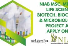NIAB MSc, MTech Life Sciences, Biotech, Biochem & Microbiology Project Jobs, Apply Online NIAB Project Jobs 2022
