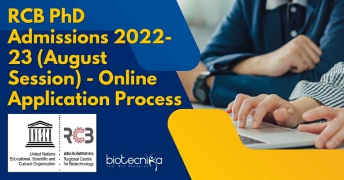 RCB PhD Admissions 2022-23 (August Session)