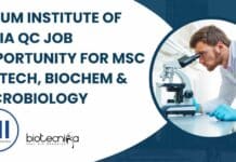Serum Institute of India QC Job Opportunity For MSc Biotech, Biochem & Microbiology Serum Institute of India QC