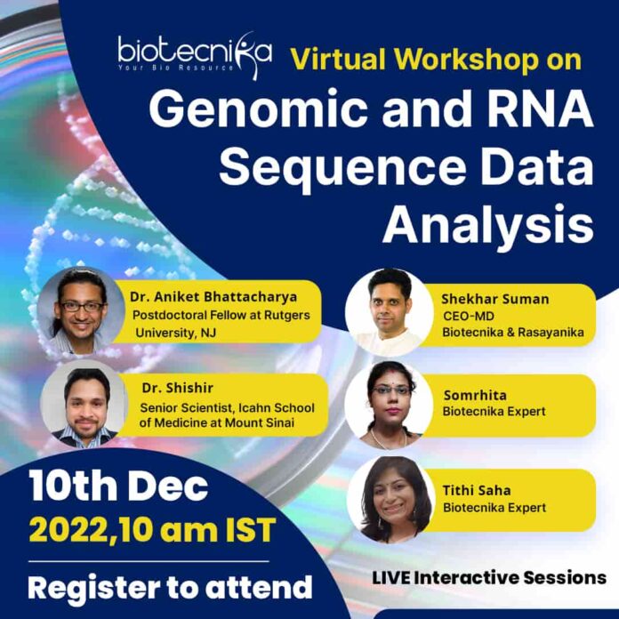 Genomic and RNA Sequence Data Analysis | LIVE Interactive Sessions With Experts on 10th Dec 2022, 10 am IST.